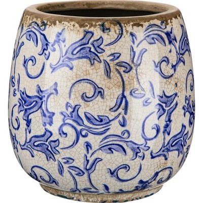 SiliFine Vintage Ceramic Flower Pot with Ice Crackle Rustic Planter with Drainag