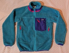 PATAGONIA Girl's Retro-X Fleece Jacket Teal/Pink/Purple Size Large