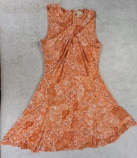 Michael Michael Kors Orange Paisley Sleeveless Twist Front Dress Women's L