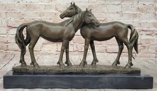 Vollblutpferd Zwei Liebende Pferde Reiter Western Kunst Bronze Statue Angebot