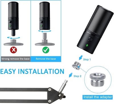 Razer Seiren X Boom Arm with Pop Filter - Mic Stand with Foam Cover Windscreen
