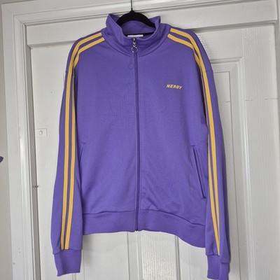 Nerdy Track Jacket Womens Sz S Purple Yellow Zip Up Oversized Streetwear