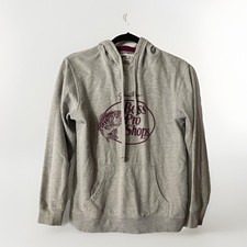 Bass Pro Shops Womens Size Small Gray Purple Jonny Morris Print Pullover Hoodie