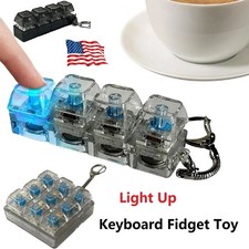 Keyboard Fidget Toys for Adults Keyboard Clicker with LED Light Keychain Fidget