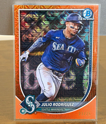 Topps 2025 Bowman Chrome Julio Rodriguez Orange Refractor 23/25 Mariners #79