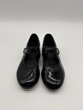So Danca Black Patent Tap Shoes Girls Womens Size 4 L Hook and Loop Strap TA37