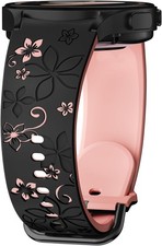 Flower Engraved Band for Samsung Galaxy Watch 7 6 5 4Women Silicone Floral Strap