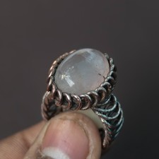 Copper Wire Wrapped Rose Quartz Ring: Handmade Gemstone Jewelry