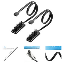 PC Fan Hub 4 Pin 1 to 5 Way Extension Cable Splitter for Cooling Fans Case