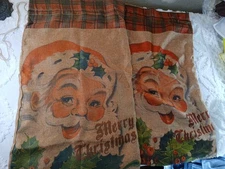 Large Santa Gift Bags Set of 2 Burlap Look Top Draw String 30" x 18"