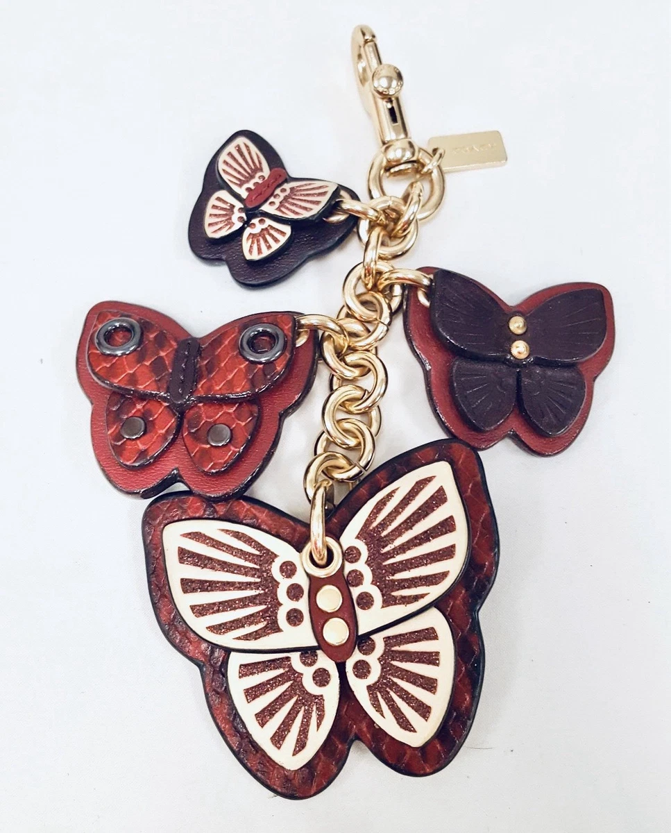 小物 COACH leather butterfly charm key ring Coach Leather Butterfly Key Chains, Rings & Finders for Women for