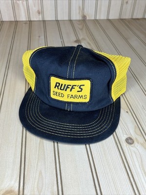 Vintage Ruff s Seed Farms SnapBack Hat Black And Gold K-Brand Farming Patch