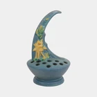 Roseville Columbine Blue 1941 Vintage Mid Century Modern Ceramic Flower Frog 42
