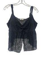 Black Lace Babydoll Camisole Tank Top Whimsigoth Gothic Y2K Romantic Goth