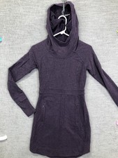 Athleta Sweater Dress Womens XXS Purple Cowl Neck Hooded Long Sleeve Pockets
