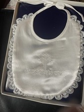 Infant Baptism Bib. White. Cross Front.