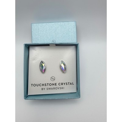 Touchstone Crystal by Swarovski Marquis Iridescent Stud Earrings Boxed