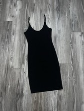 POPULAR 21 Black Solid Knit Scoop Neck Strappy Bodycon Slip Dress S