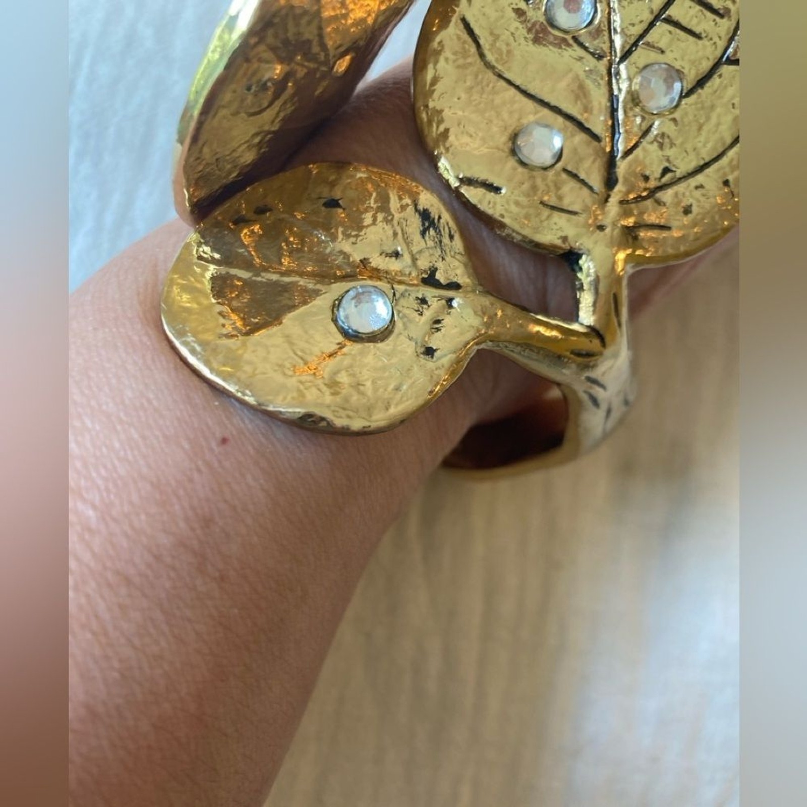 Chunky Statement Leaves Hinged Bangle Bracelet - image 10