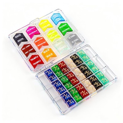 61 Pieces MTG Dice Counters and Abilities Keywords Creature Stats Buff Acryli...