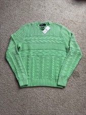 90s Polo Ralph Lauren Deadstock NWT Light Green Hand Knit Sweater
