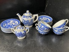 Vintage Blue Willow Childs Miniature Tea Set Marked Made In Japan - 22 PCS