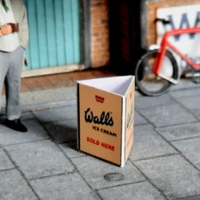 OO GAUGE WALLS ICE CREAM 3-SIDED LITTER BIN & POSTER DECAL KIT - 1950'S POSTWAR