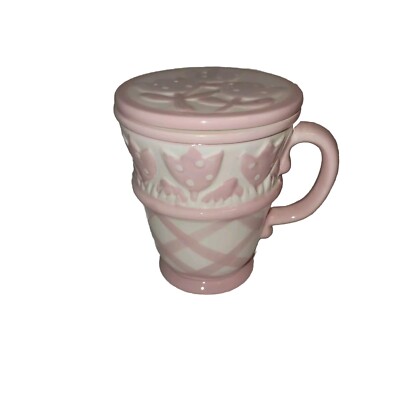 Tea Diffuser Mug With Lid Kmart Coffee Cup Mug Pink Flowers/Tulips