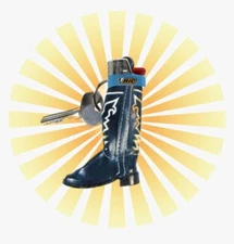 Black Boot Belt Bic Lighter Pouch Case Vial Keychain Keyring Cowboy Country Tool