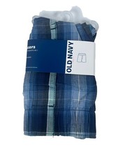 NEW Boys M Old Navy Boxers Blue Green Plaid Soft Washed K192 