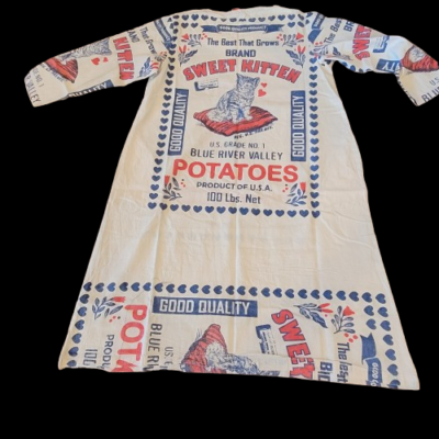 Flour Sack Dress Sweet Kitten Vintage Look Feed Sack Garden Hippie Boho One  Size | eBay