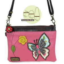 NEW CHALA PINK BUTTERFLY MINI CROSSBODY CELL PHONE PURSE BAG ADJUSTABLE STRAP