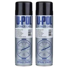 2 x U-Pol Gloss Black Paints Power Can 500ml Spray Aerosol Top coat BEST Price