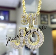 3.5 CT Tester Passing Moissanite Letter JO 311 2 Tone Men's Pendant 925 Silver