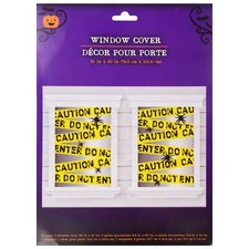 Halloween Window Cover Caution Do Not Enter 30x40 in. w