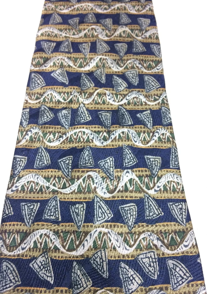 STANLEY BLACKER MENS TIE BLUE AND GOLD WITH GREEN AND BROWN 3.75 X 58 - Image 3 of 4