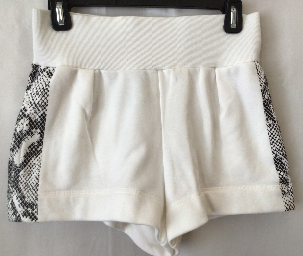 Stella MCcartney Adidas Jersey High Waist Shorts White Snakeskin Trim Sz  XSmall