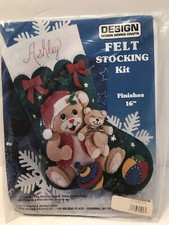 Design Works Crafts Felt Stocking Kit Teddy Bears Sequins New Sealed 5046