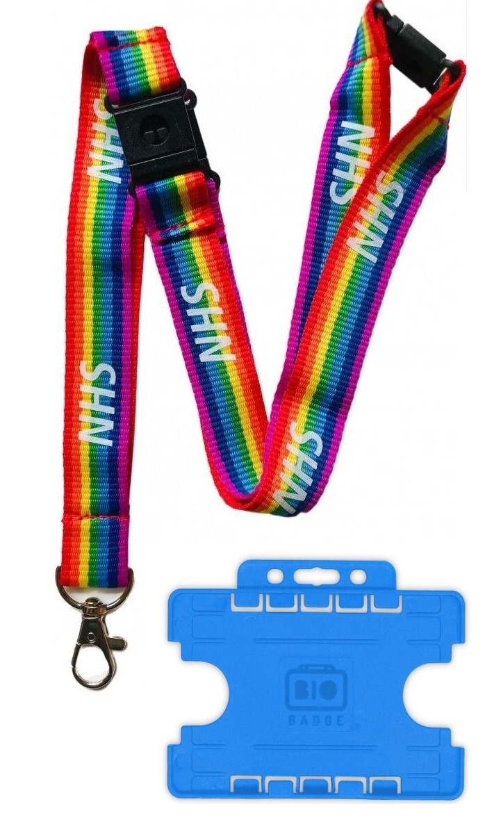 Rainbow NHS Lanyard With Triple Safety Break Away + Blue Card Holder eBay