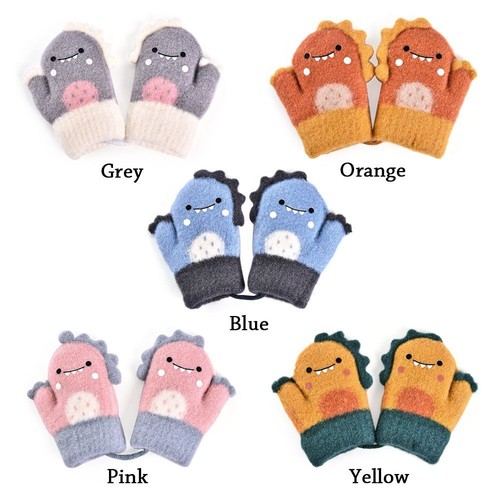 Hanging Neck Soft Cute Thick Warm Knitted Mittens Kids Gloves For 3-6 Years Old - Bild 2 von 16
