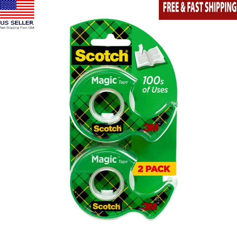 Invisible Tape Dispenser 2 Rolls Clear Matte Finish Strong Repair Photo Safe New-image