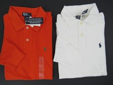 NWT POLO RALPH LAUREN KIDS LONG SLEEVE MESH POLO SHIRTS, ORANGE, L 16/18 