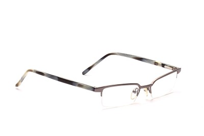 Brille Fassung Metall Acetat Gala Halbrand Grau Horn Flexbügel Unisex 49-17mm F1