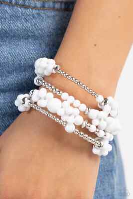 Paparazzi COMPELLING CLOUDS white COIL bracelet