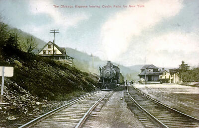 Cooks Falls NY  Chicago Express Train Leaving for NYC Vintage Postcard COPY
