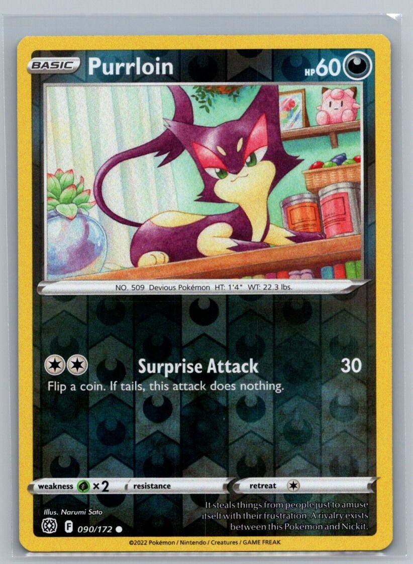 Purrloin 90/172 Brilliant Stars Common Reverse Holo Pokémon TCG 2022