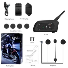 V6PRO+ Motorcycle Bluetooth Intercom Helmet for 2 Riders 1200M Skiing Climbing