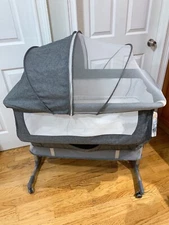  3 in 1 Bassinet for Baby, Easy Folding Sleeper with Mattress Included, Gray