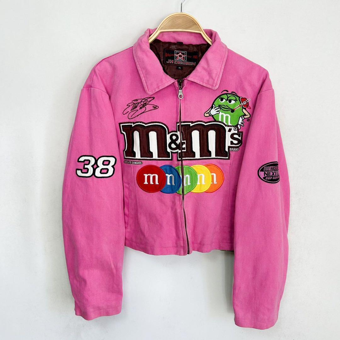 JH DESIGN m&m's embroidered logo racing jacket Youth XL Pink JH DESIGN m&m's embroidered logo racing jacket Youth XL Pink