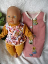 Puppenkleidung Schlafanzug+ Schlafsack für 36 cm Re born Baby Puppe selbstgenäht
